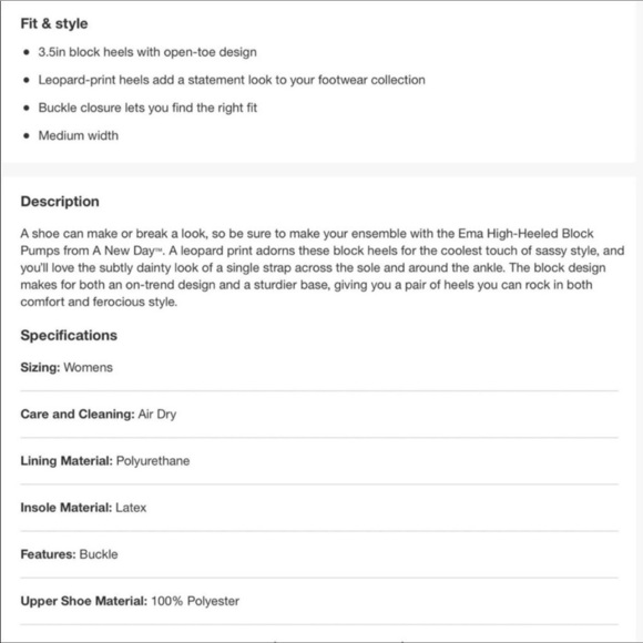 A New Day Ema High Heel Block Pumps
Leopard Print nwt - Picture 5 of 6